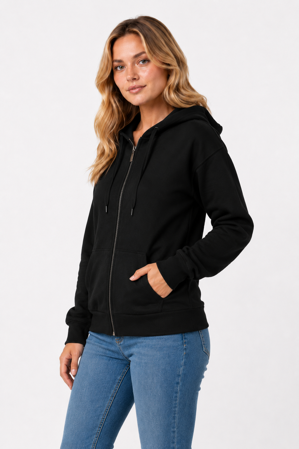 Günlük Kullanıma Uygun Kadın Siyah Kapüşonlu Sweatshirt