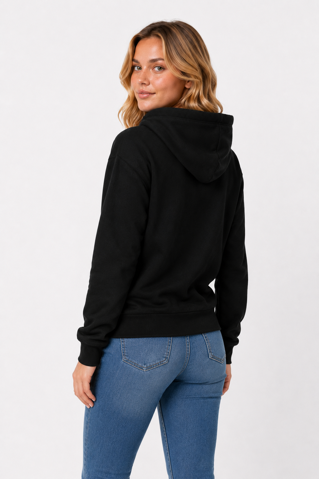 Günlük Kullanıma Uygun Kadın Siyah Kapüşonlu Sweatshirt